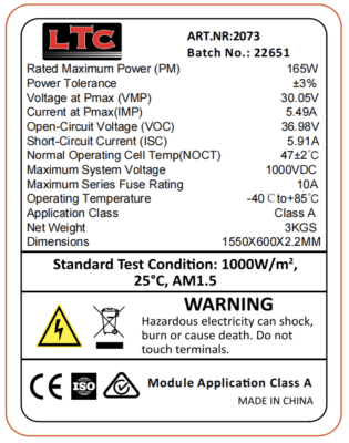 Solcell 165W Flat "Black line"