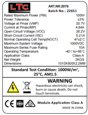 Solcell 100W Flat "Black line"