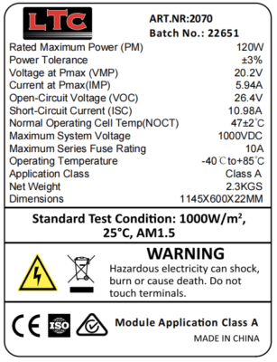 Solcell 120W Flat "Black line"