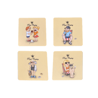 Glasunderlägg Vacation Royal camping. 4-pack. 4x4 cm